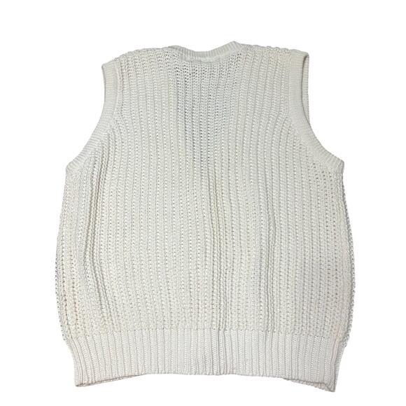 Vintage 80s Gerard Works Cream Button Up Sweater Vest Size Small - Picture 2 of 5